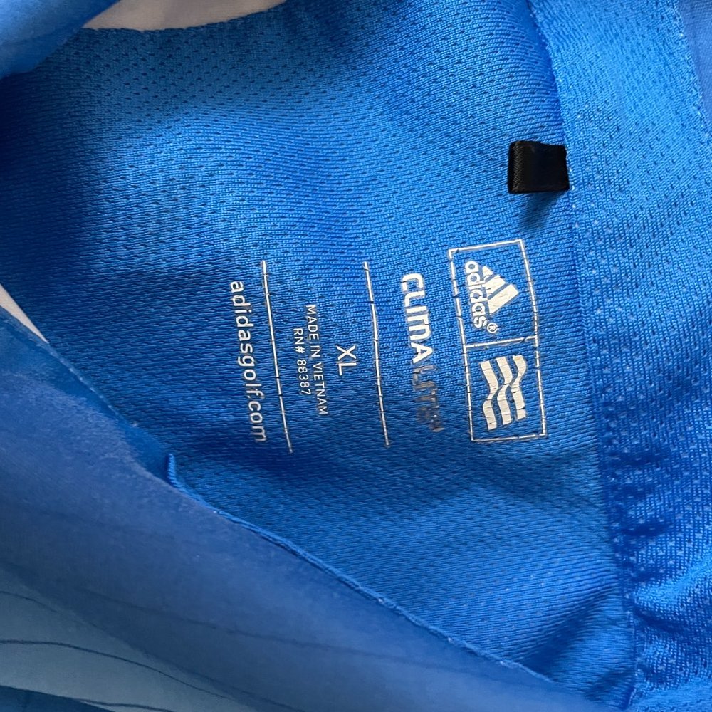 Adidas Men's Climalite Blue Striped Short Sleeve Polo Shirt XL - Picture 7 of 7